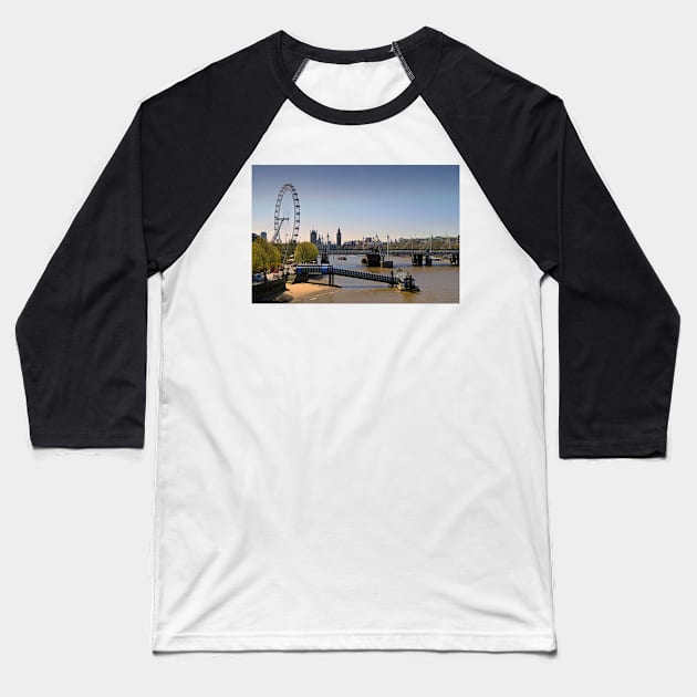 London Eye Houses of Parliament England Baseball T-Shirt by AndyEvansPhotos